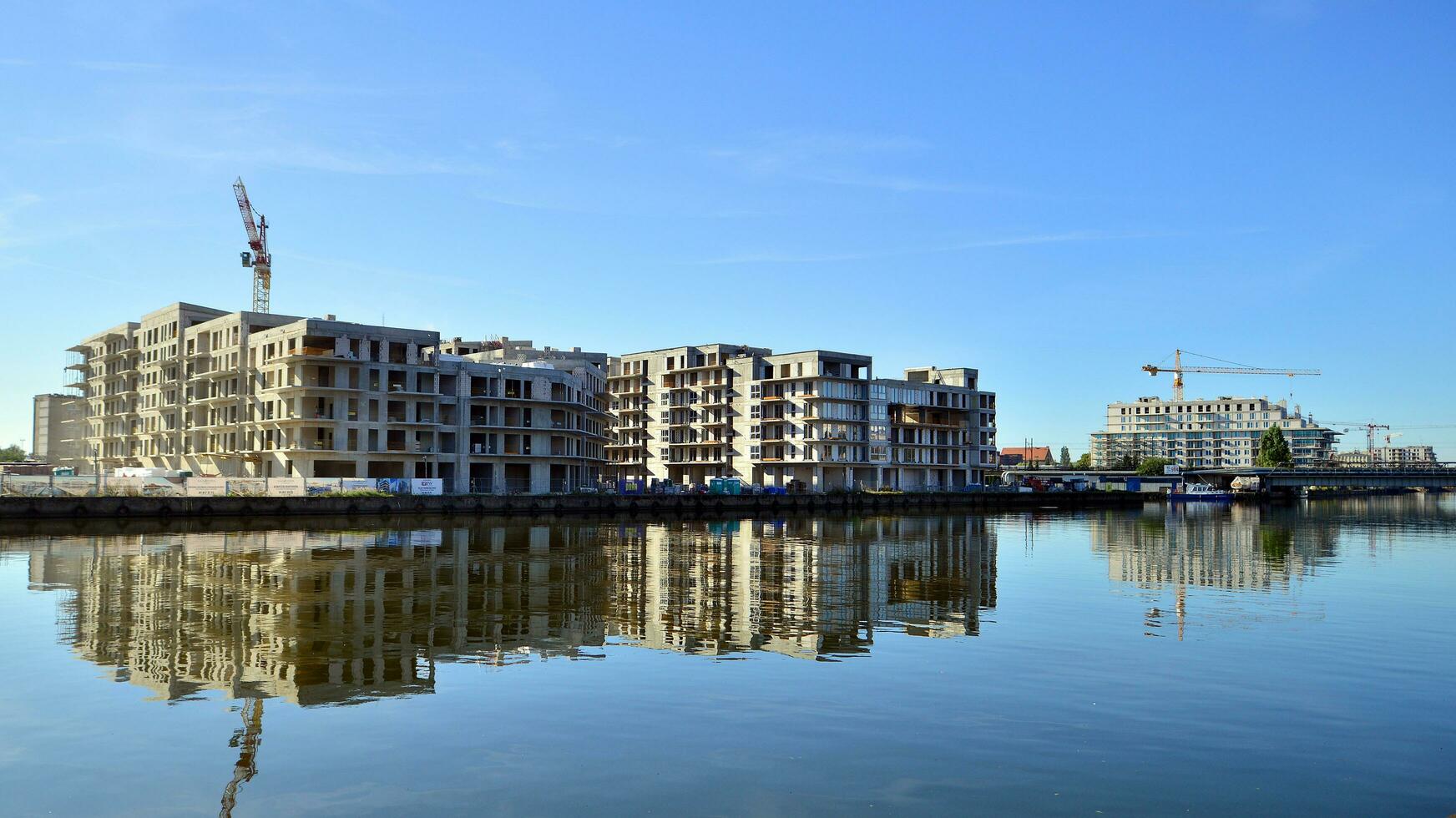 Szczecin, Poland. 7 September 2023. Construction of residential buildings on the island of Kepa Parnicka. photo