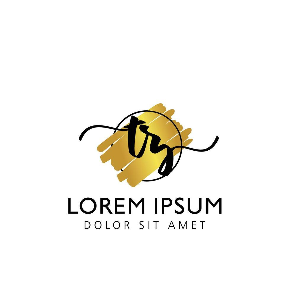 TZ Initial Handwriting gold Brush Template Design vector