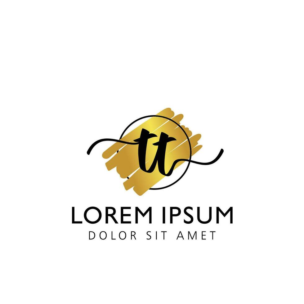 TT Initial Handwriting gold Brush Template Design vector