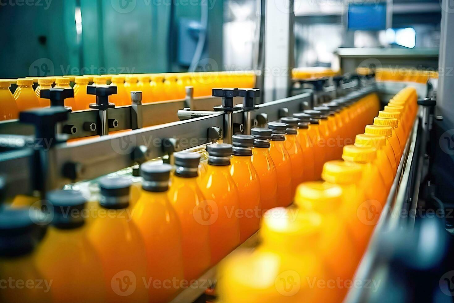 Conveyor Belt in a Bottling Plant - Ideal for Product Marketing - Generative AI photo