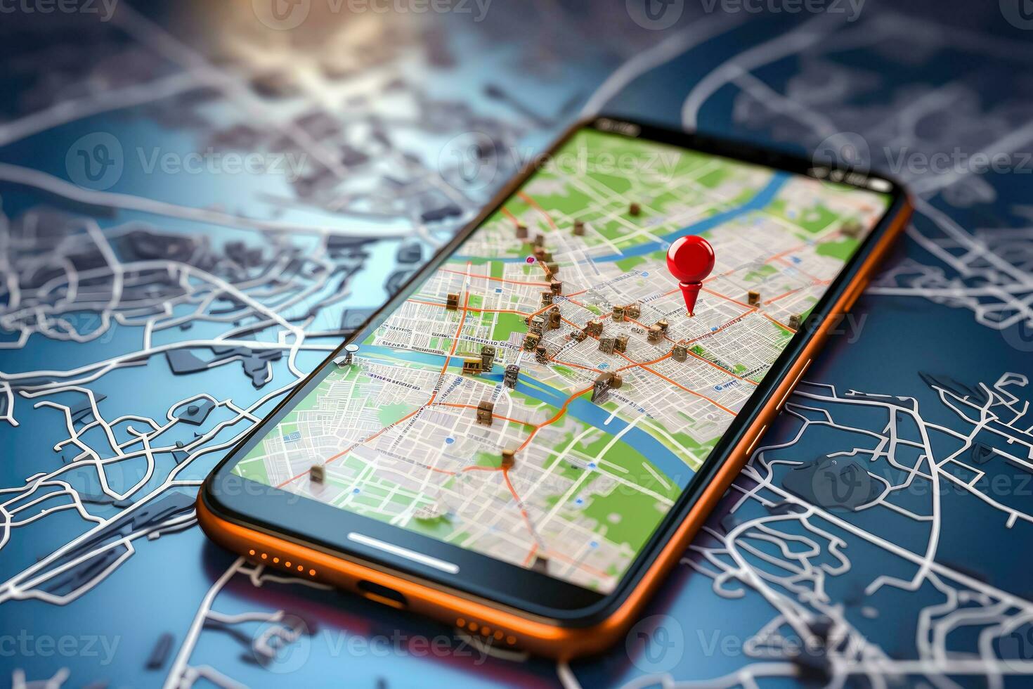 Mobile GPS Navigation Concept - Generative AI photo