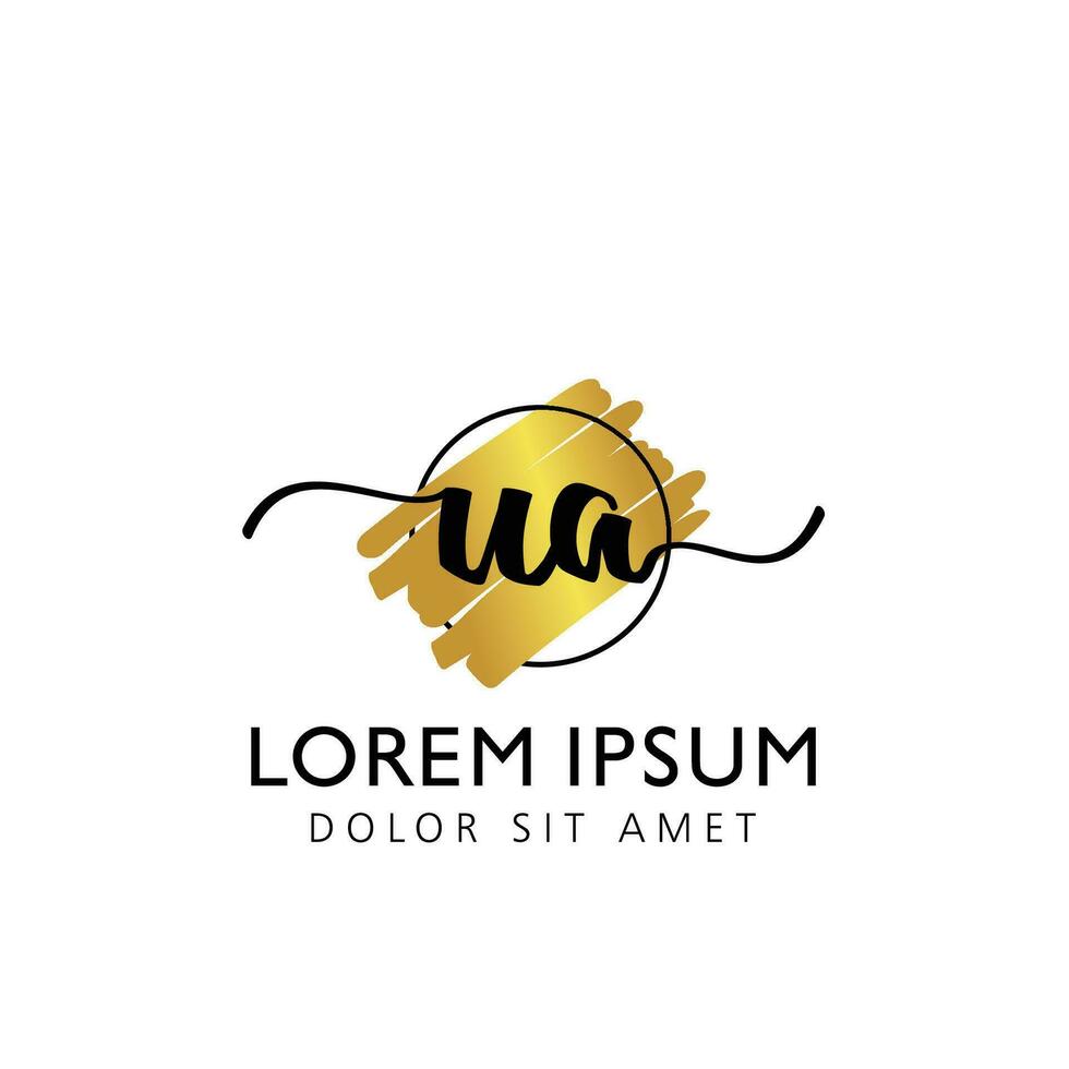 UA Initial Handwriting gold Brush Template Design vector
