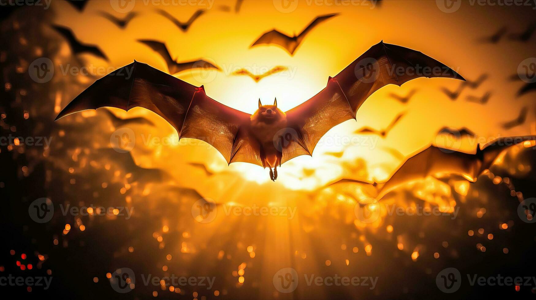 Gothic Bat Silhouette - Halloween Scary Symbol - Generative AI photo