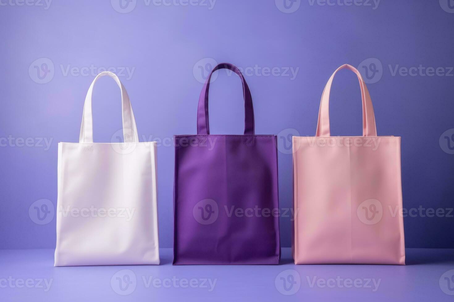 Layout of fabric bags with handles. AI generated photo