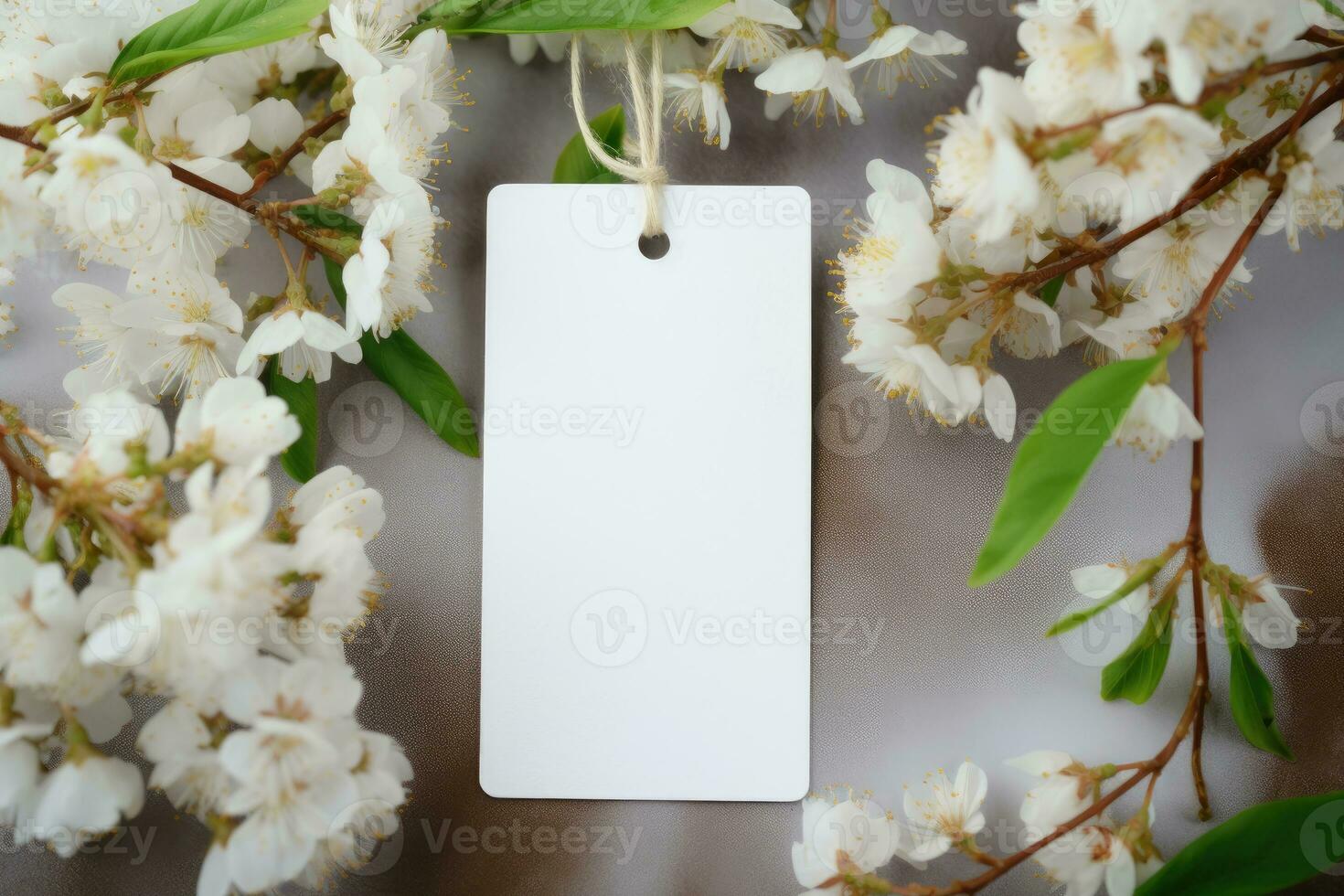 A mock-up of a white tag in white colors, an invitation card for a wedding.. AI-Generated photo