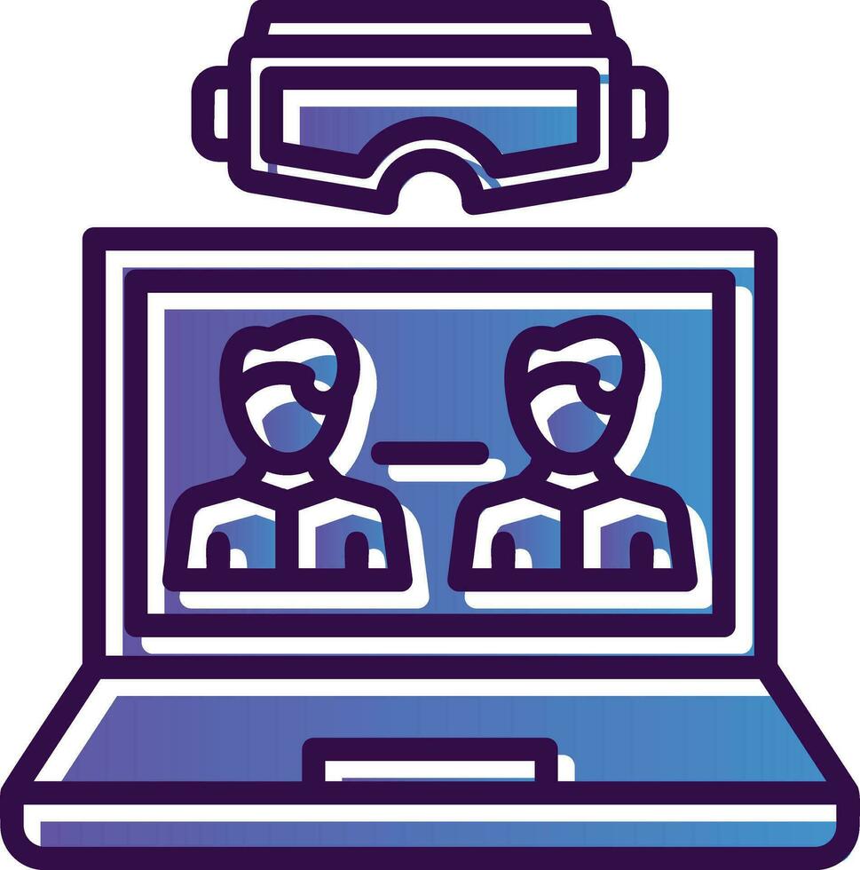 VR Team Collaboration Vector Icon Design