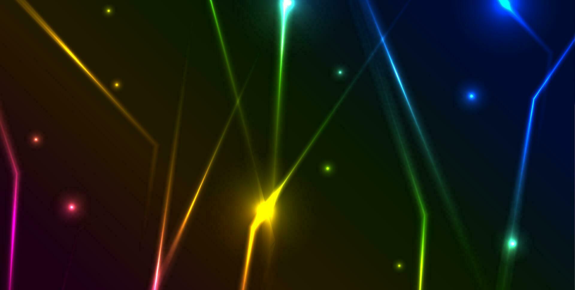 Colorful neon glowing laser lines hi-tech background vector