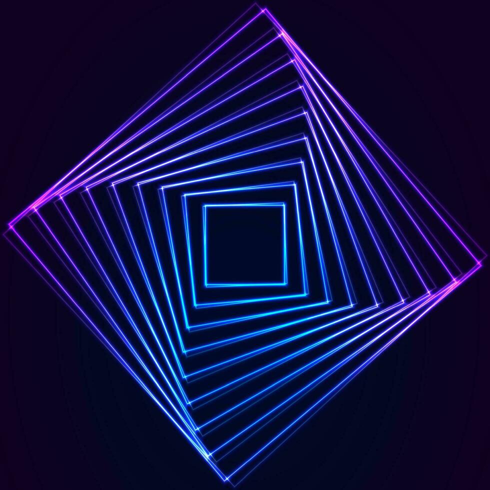 Blue purple neon laser squares technology background vector