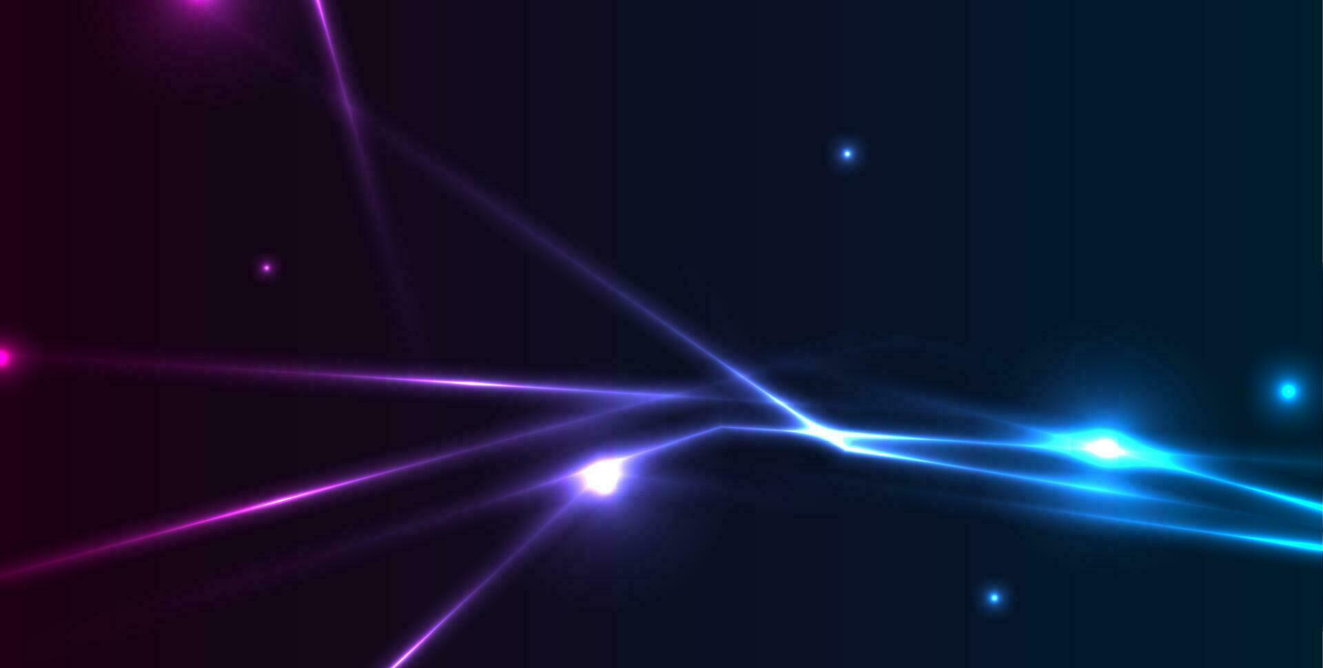 Blue ultraviolet neon glowing laser lines hi-tech background vector