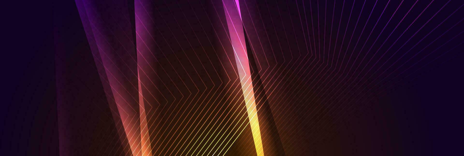 Orange violet glowing curved lines technology minimal background vector