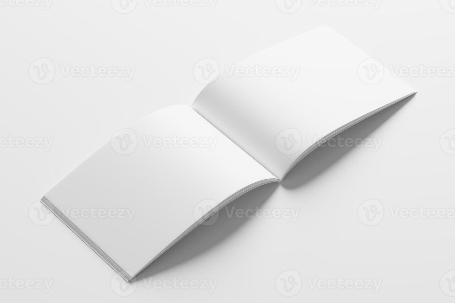 A4 Landscape Horizontal Magazine Brochure 3D Rendering White Blank Mockup photo