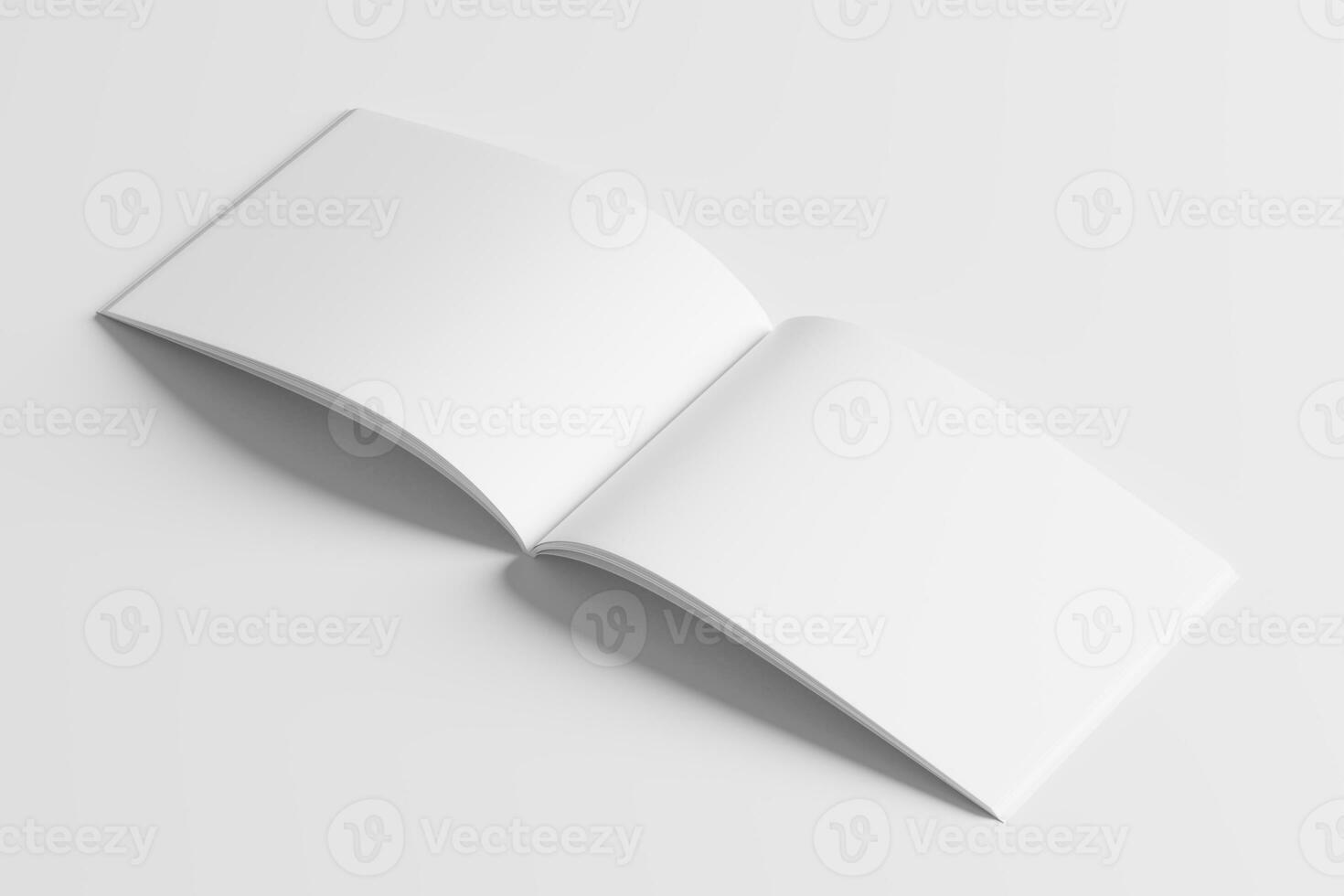 A4 Landscape Horizontal Magazine Brochure 3D Rendering White Blank Mockup photo