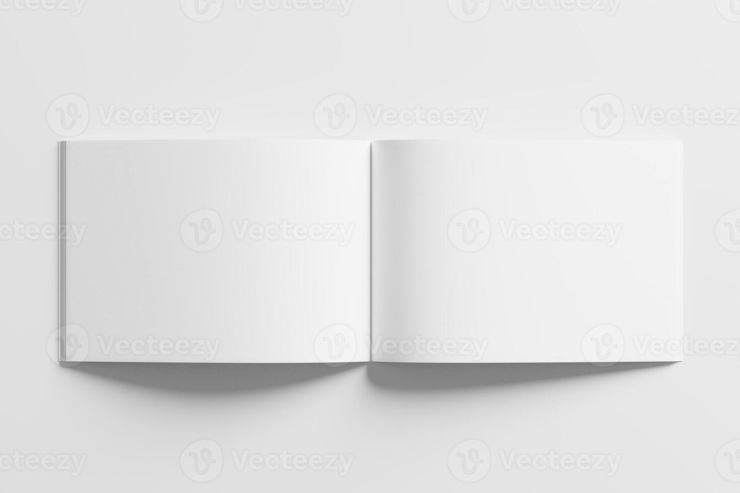 A4 Landscape Horizontal Magazine Brochure 3D Rendering White Blank Mockup photo