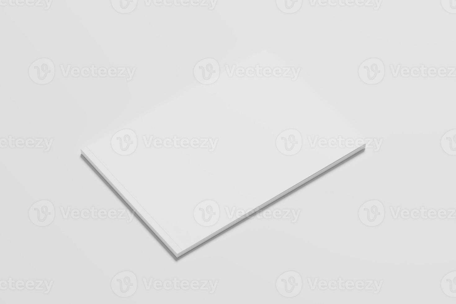 A4 Landscape Horizontal Magazine Brochure 3D Rendering White Blank Mockup photo