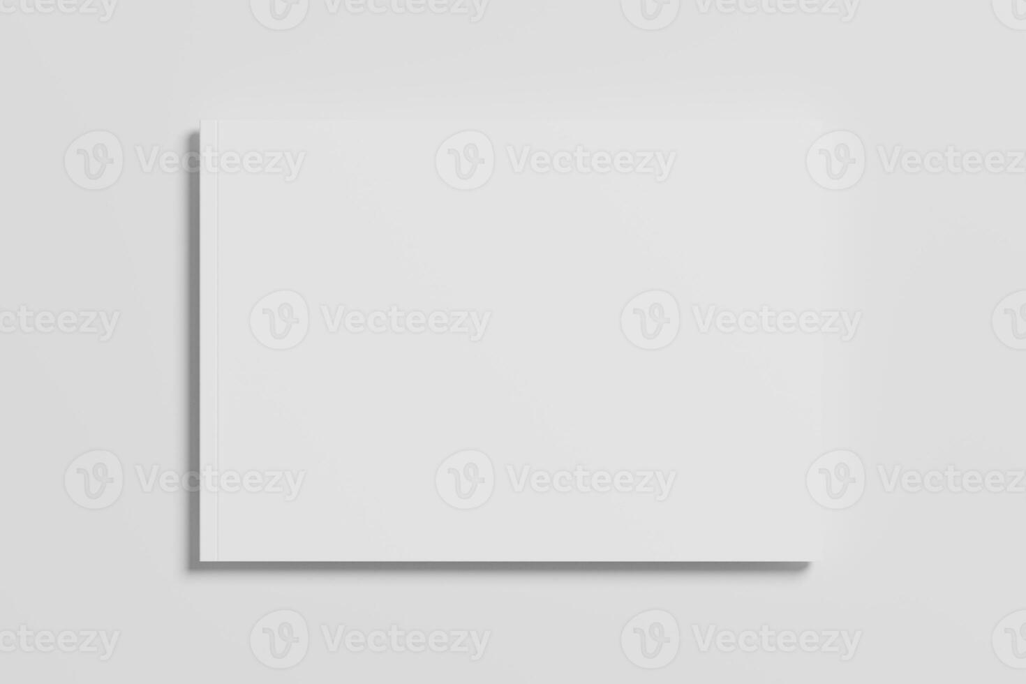 A4 Landscape Horizontal Magazine Brochure 3D Rendering White Blank Mockup photo