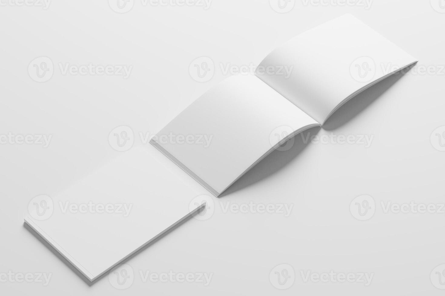 A4 Landscape Horizontal Magazine Brochure 3D Rendering White Blank Mockup photo