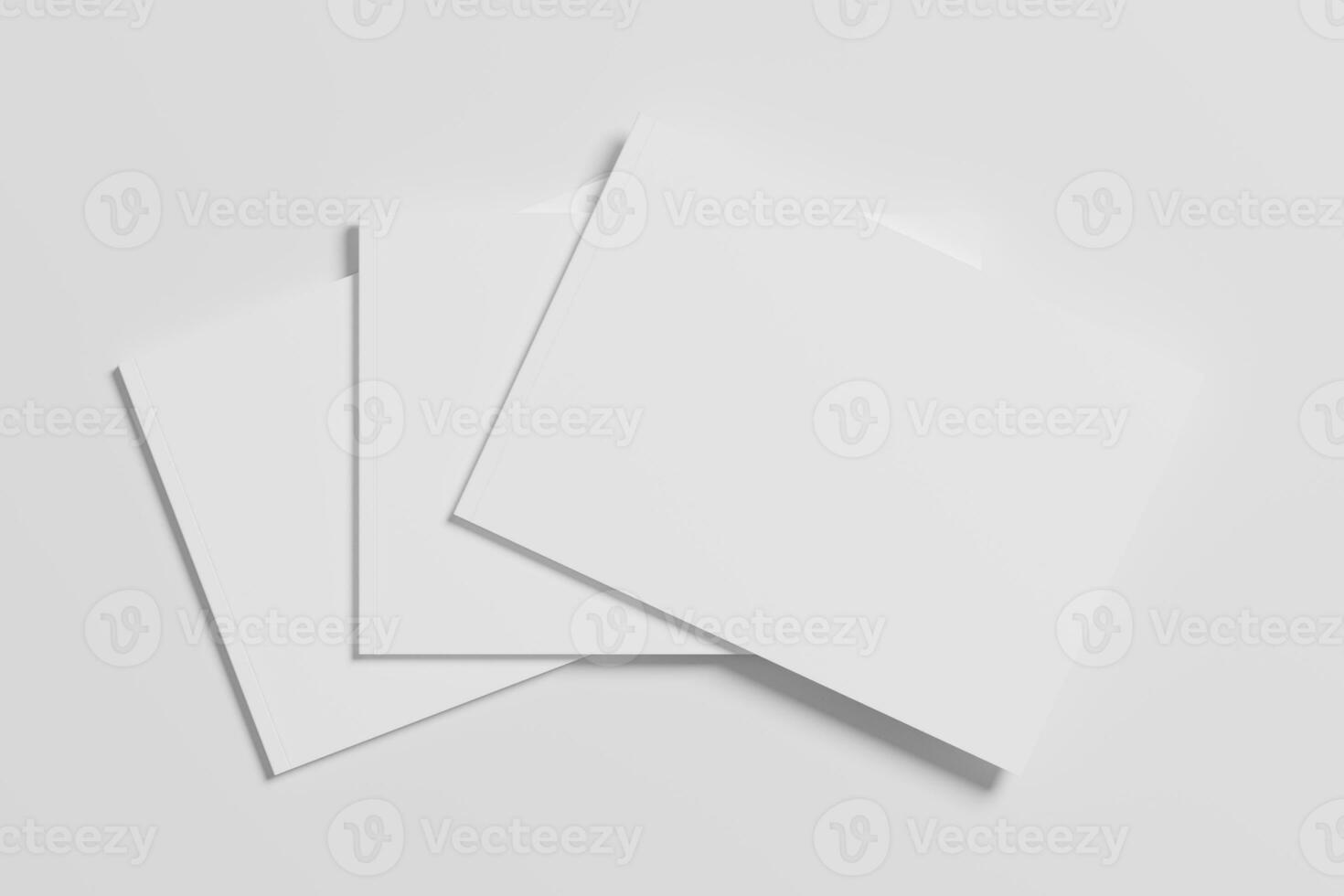 A4 Landscape Horizontal Magazine Brochure 3D Rendering White Blank Mockup photo