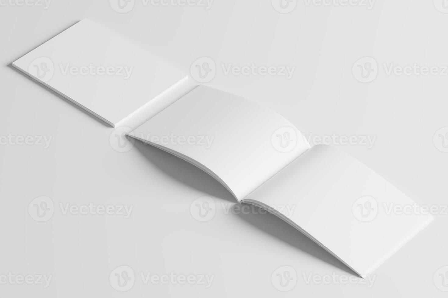 A4 Landscape Horizontal Magazine Brochure 3D Rendering White Blank Mockup photo