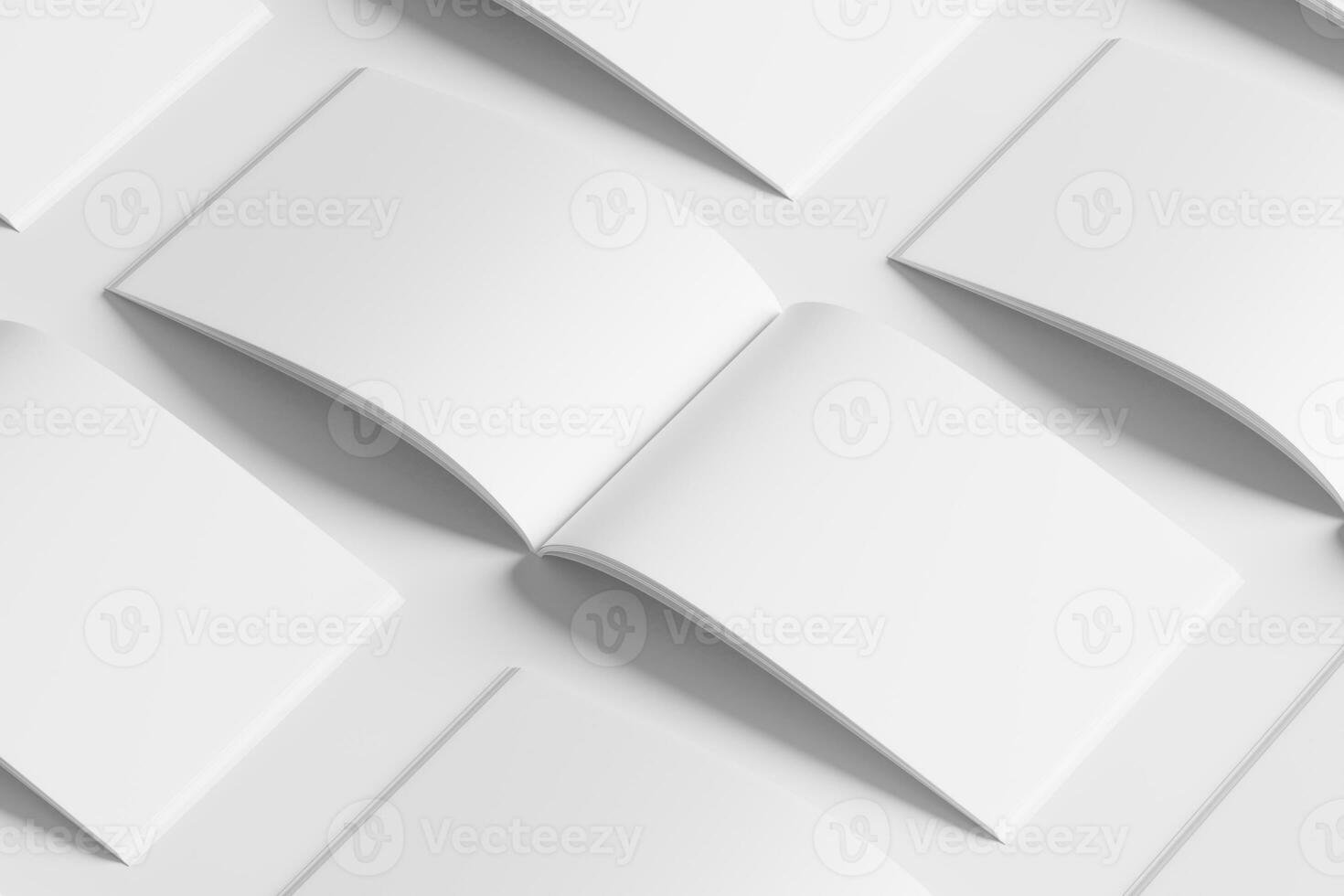 A4 Landscape Horizontal Magazine Brochure 3D Rendering White Blank Mockup photo