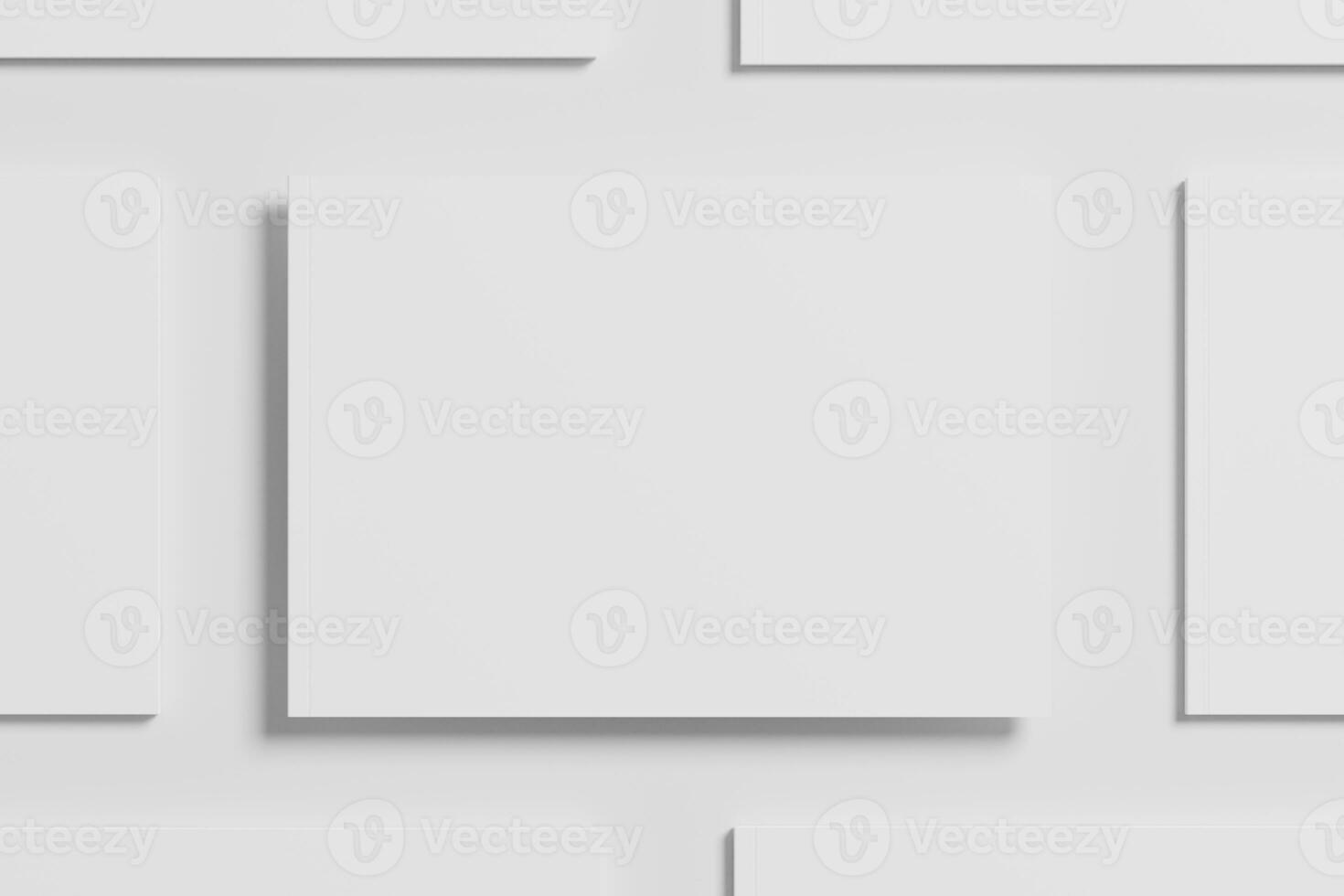 A4 Landscape Horizontal Magazine Brochure 3D Rendering White Blank Mockup photo