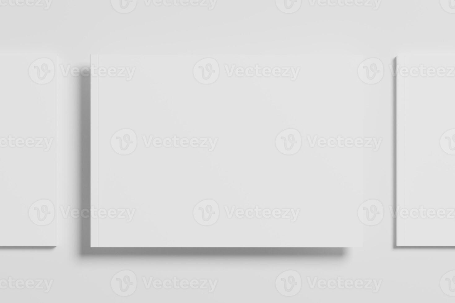 A4 Landscape Horizontal Magazine Brochure 3D Rendering White Blank Mockup photo