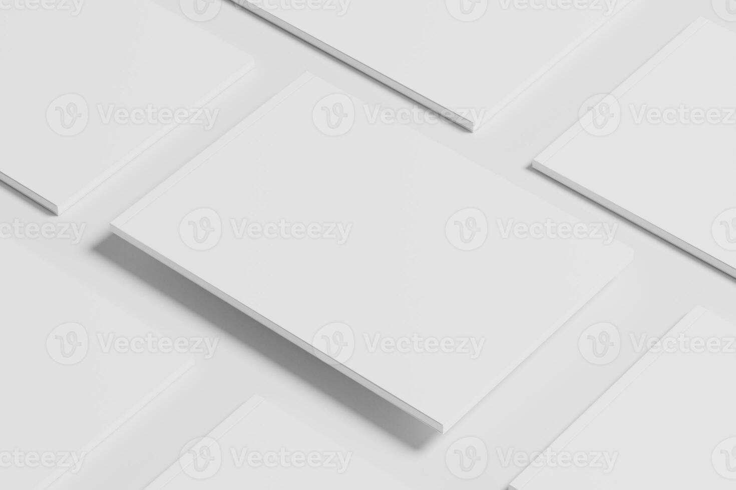 A4 Landscape Horizontal Magazine Brochure 3D Rendering White Blank Mockup photo