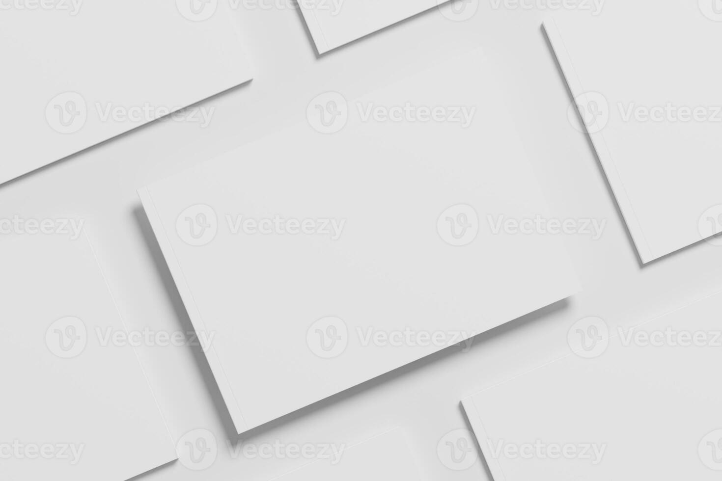 A4 Landscape Horizontal Magazine Brochure 3D Rendering White Blank Mockup photo
