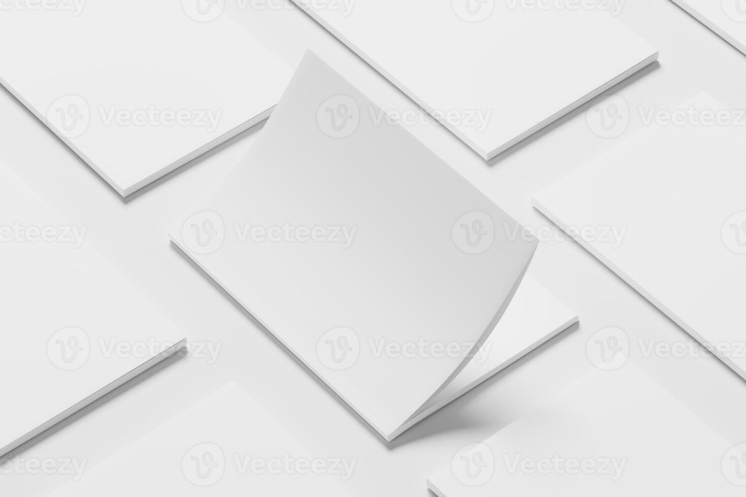 A4 A5 Magazine Brochure 3D Rendering White Blank Mockup photo
