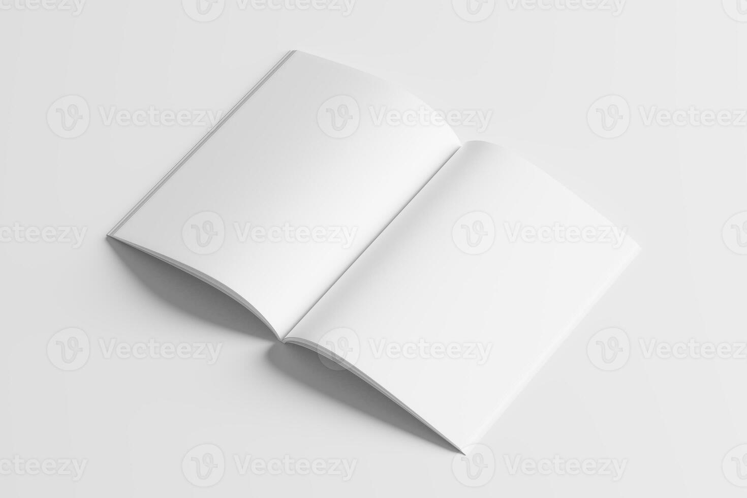 A4 A5 Magazine Brochure 3D Rendering White Blank Mockup photo