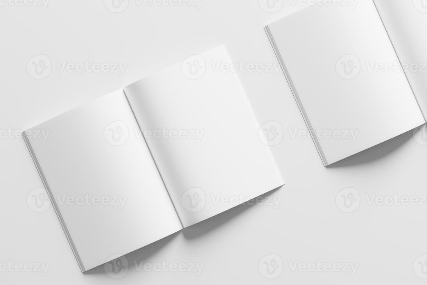A4 A5 Magazine Brochure 3D Rendering White Blank Mockup photo