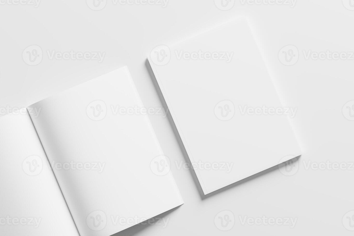 A4 A5 Magazine Brochure 3D Rendering White Blank Mockup photo