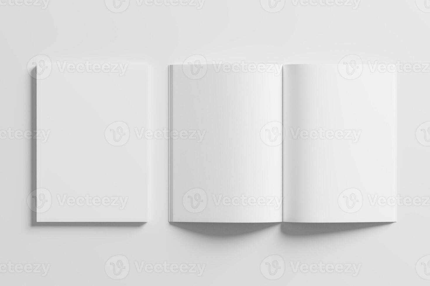 A4 A5 Magazine Brochure 3D Rendering White Blank Mockup photo