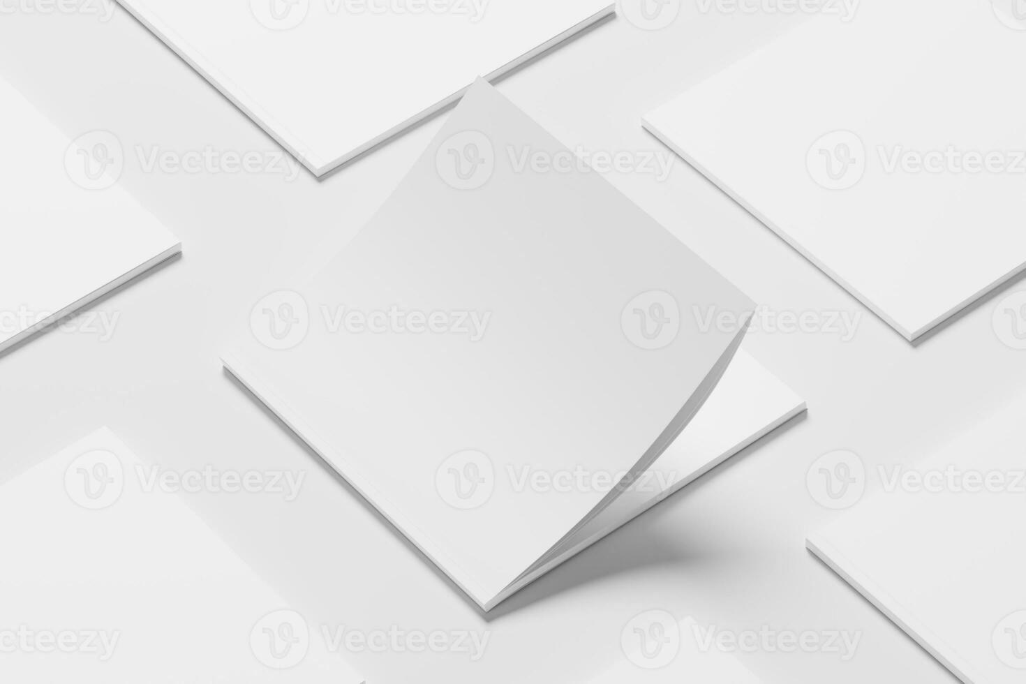 Square Magazine Brochure 3D Rendering White Blank Mockup photo