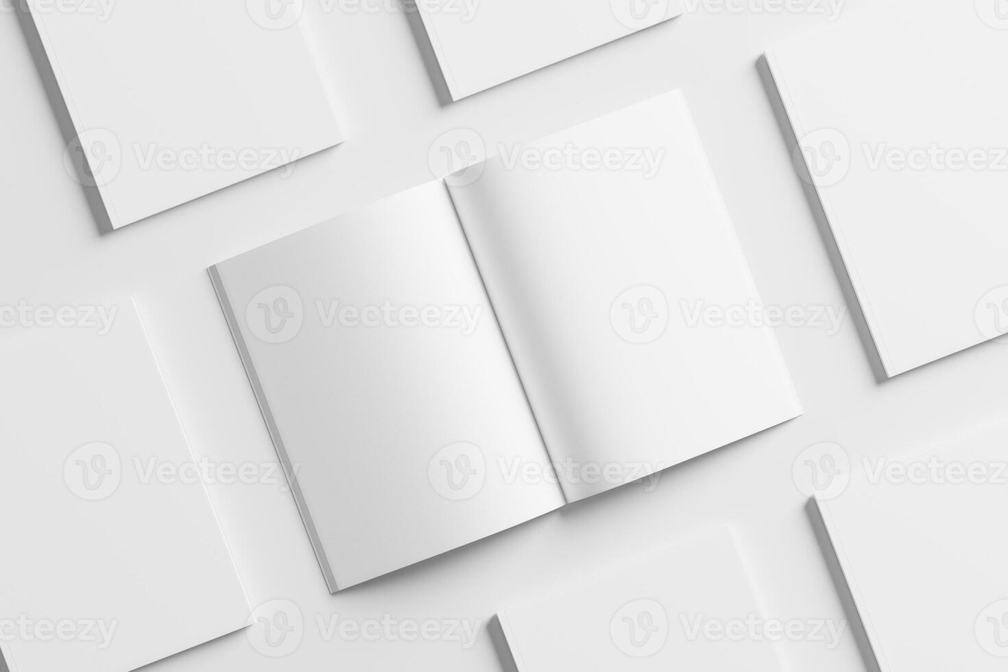 A4 A5 Magazine Brochure 3D Rendering White Blank Mockup photo