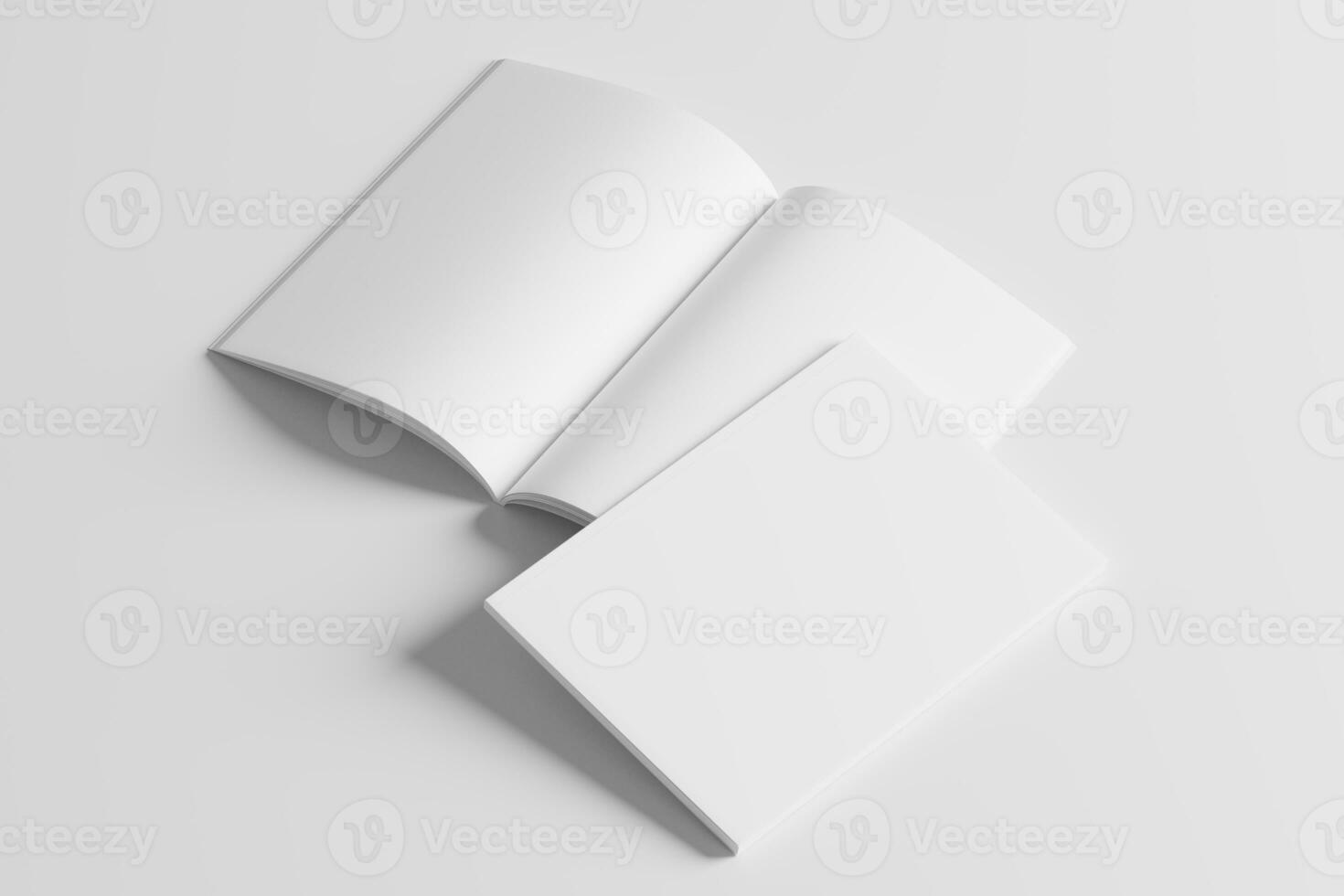 A4 A5 Magazine Brochure 3D Rendering White Blank Mockup photo