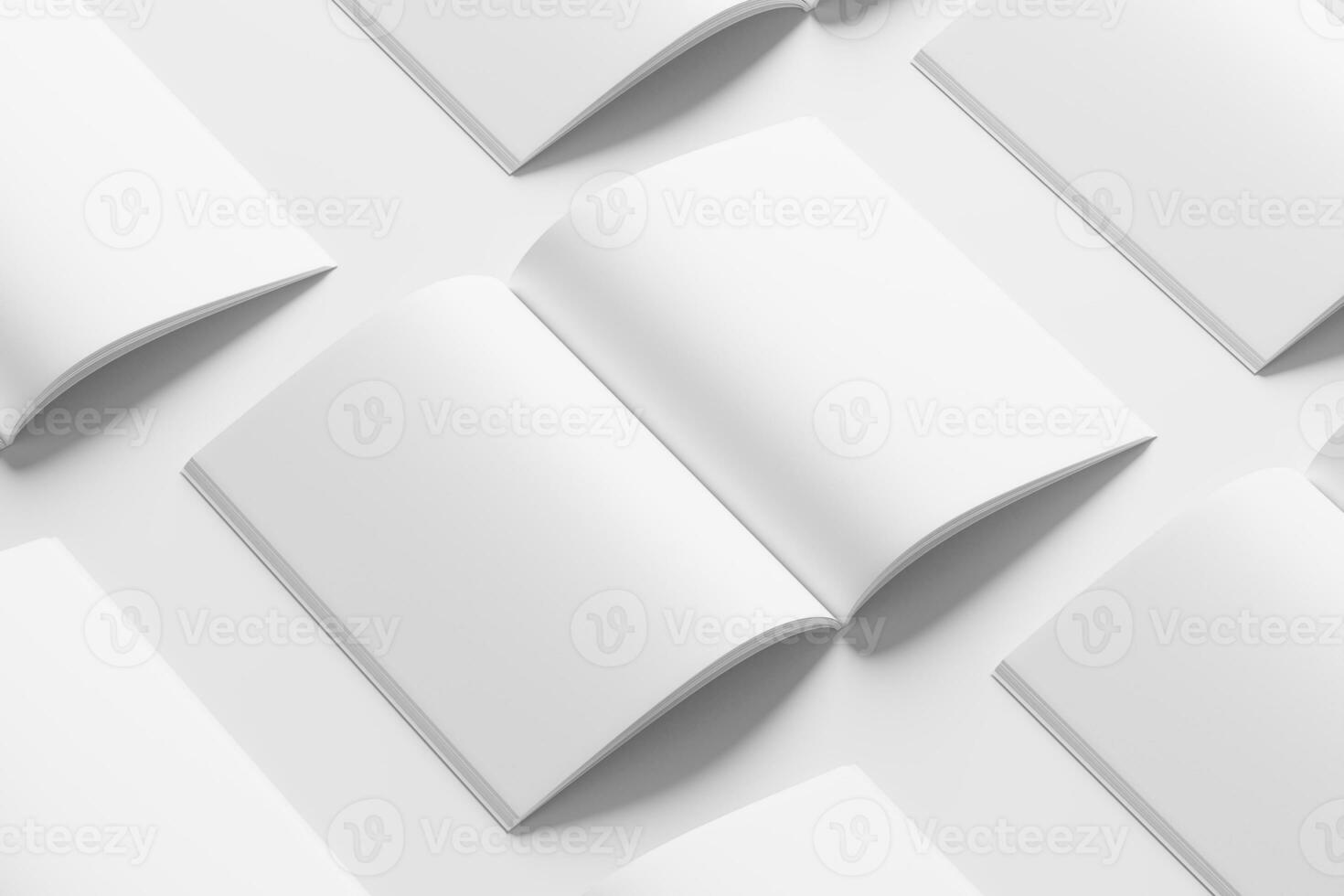 A4 A5 Magazine Brochure 3D Rendering White Blank Mockup photo