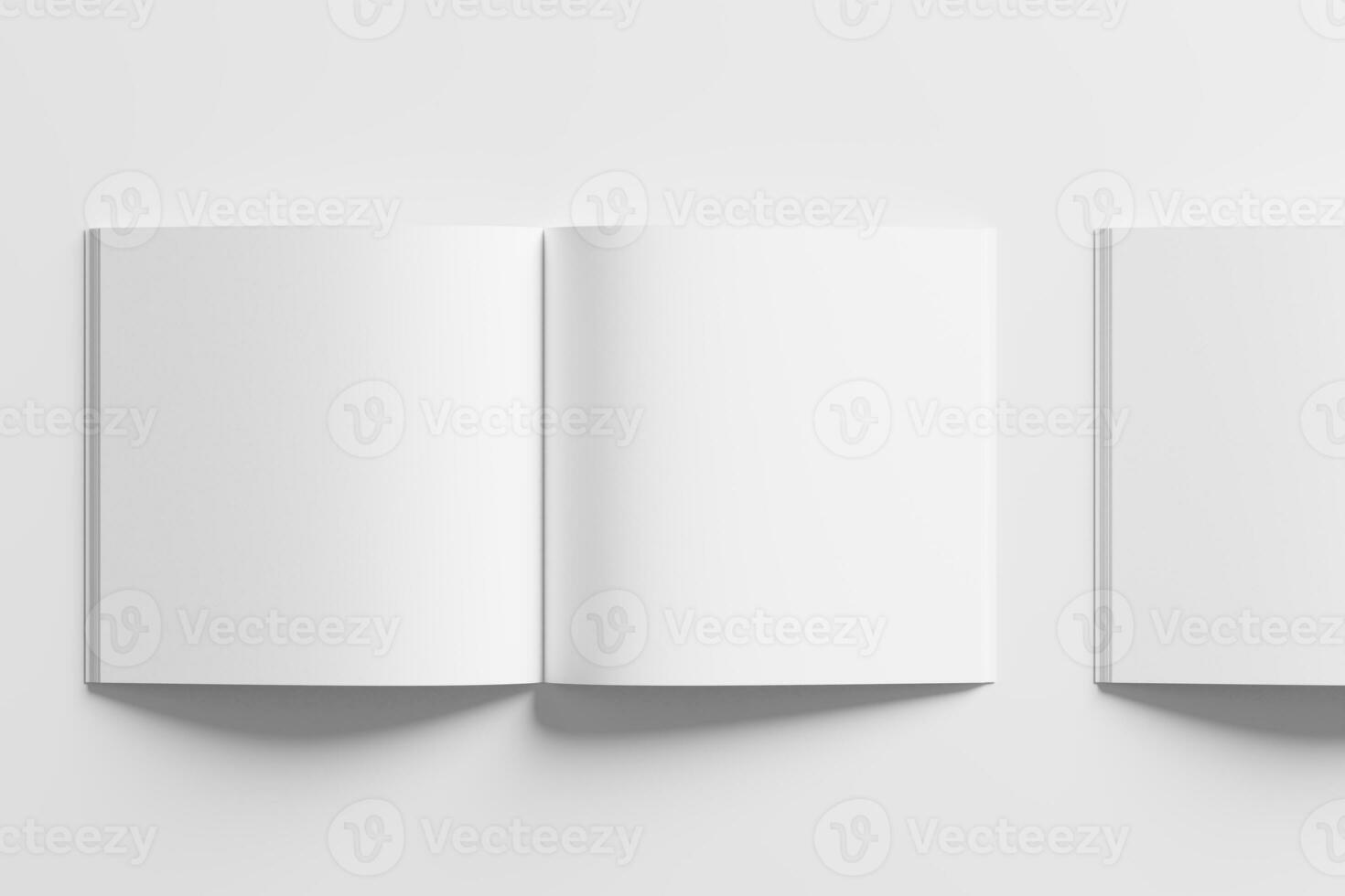 Square Magazine Brochure 3D Rendering White Blank Mockup photo