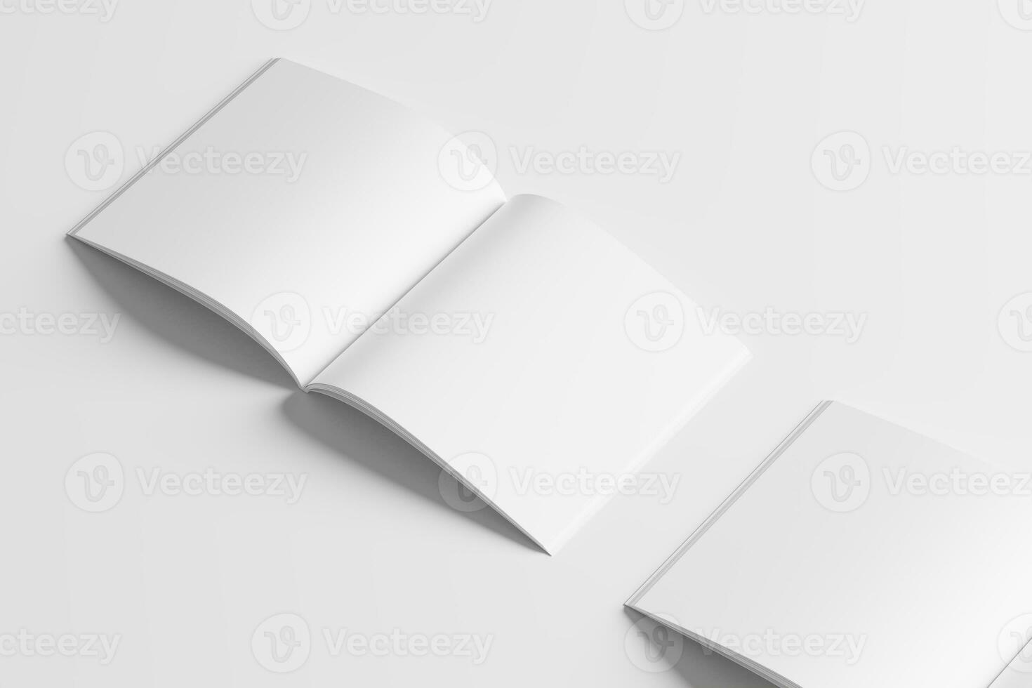 Square Magazine Brochure 3D Rendering White Blank Mockup photo