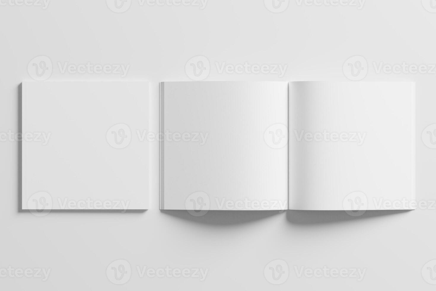 Square Magazine Brochure 3D Rendering White Blank Mockup photo