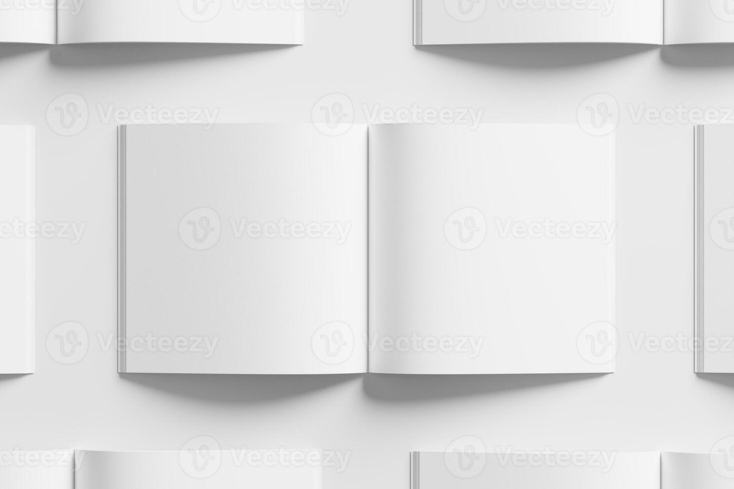 Square Magazine Brochure 3D Rendering White Blank Mockup photo