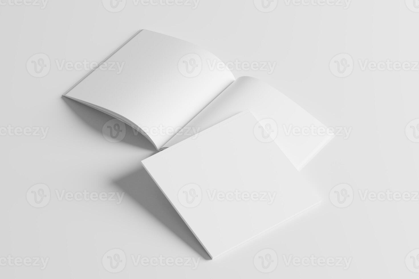 Square Magazine Brochure 3D Rendering White Blank Mockup photo