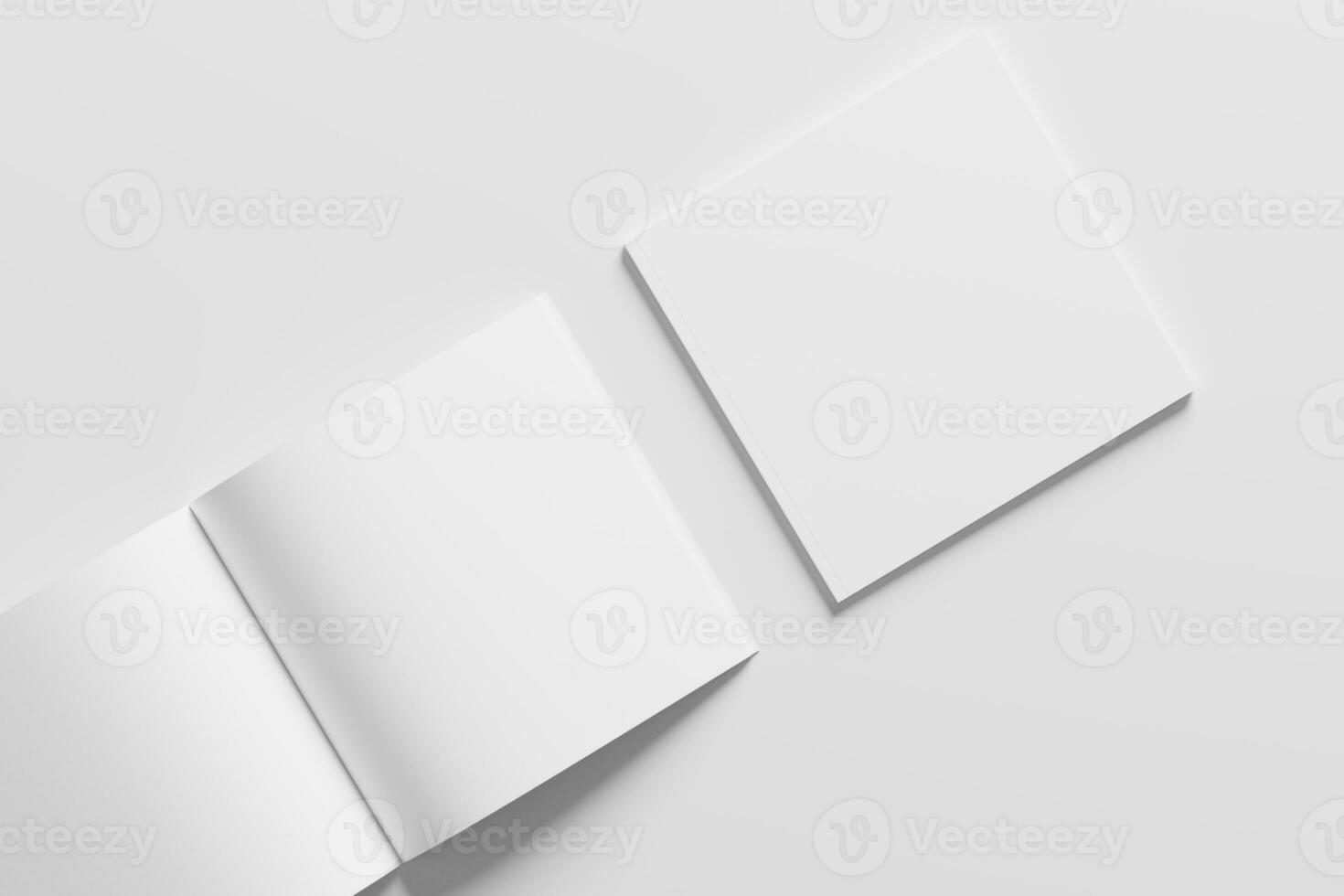 Square Magazine Brochure 3D Rendering White Blank Mockup photo
