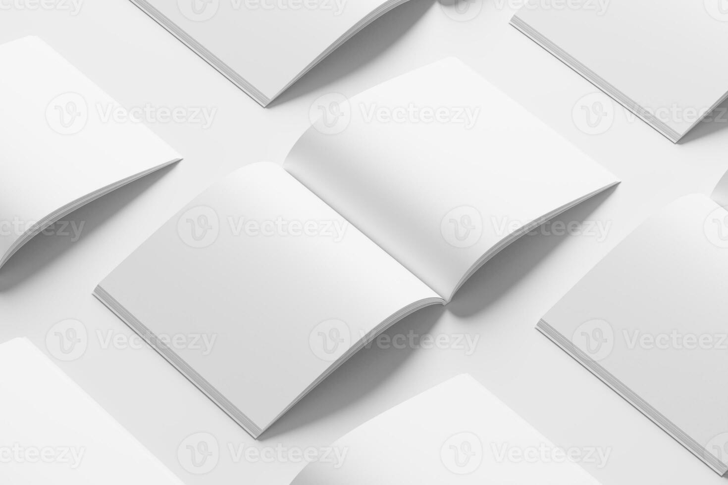 Square Magazine Brochure 3D Rendering White Blank Mockup photo