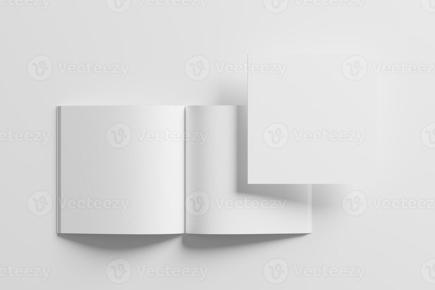 Square Magazine Brochure 3D Rendering White Blank Mockup photo
