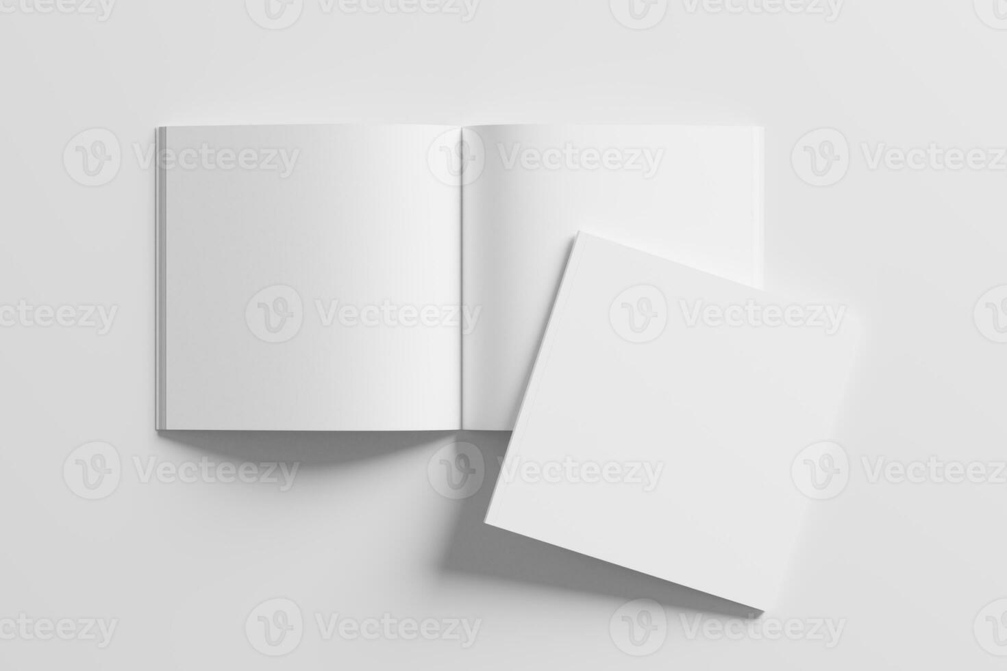 Square Magazine Brochure 3D Rendering White Blank Mockup photo