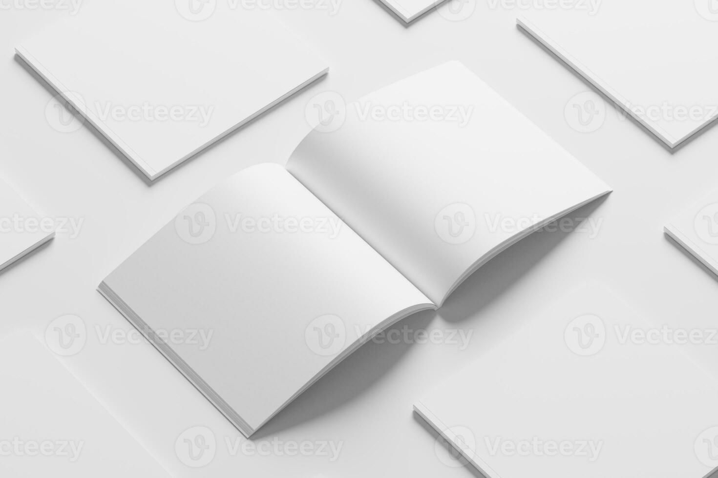 Square Magazine Brochure 3D Rendering White Blank Mockup photo