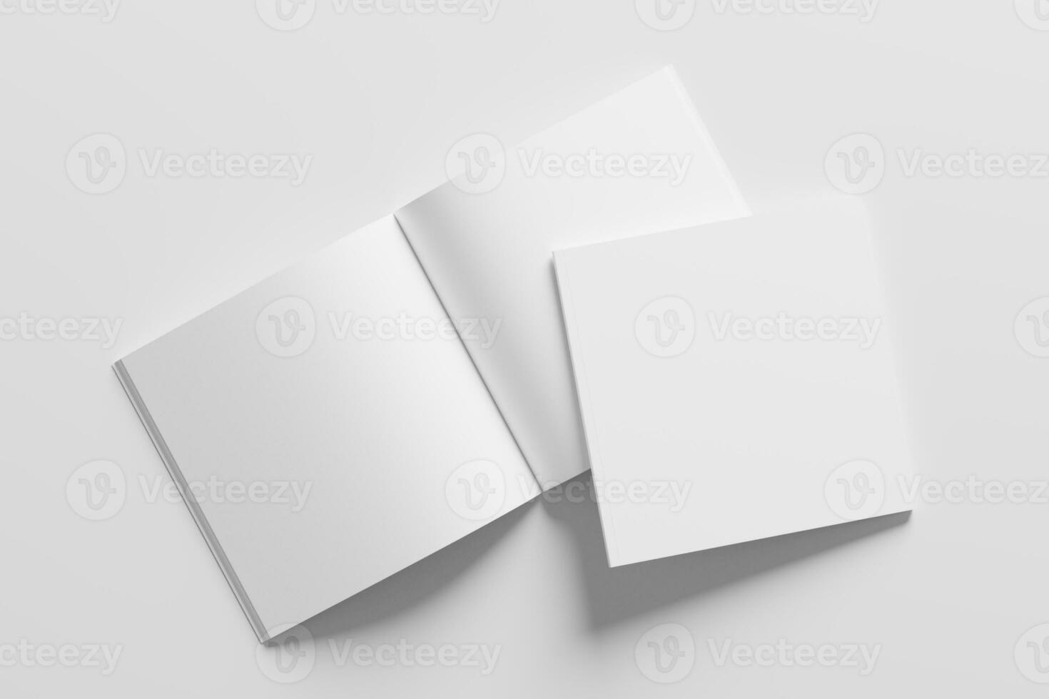Square Magazine Brochure 3D Rendering White Blank Mockup photo