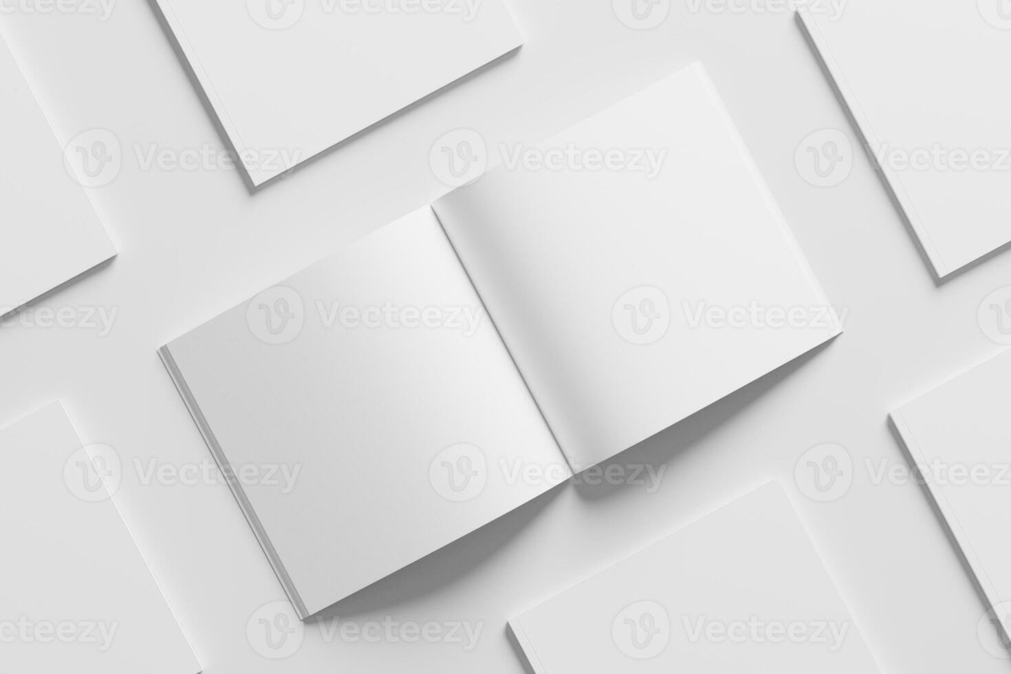 Square Magazine Brochure 3D Rendering White Blank Mockup photo
