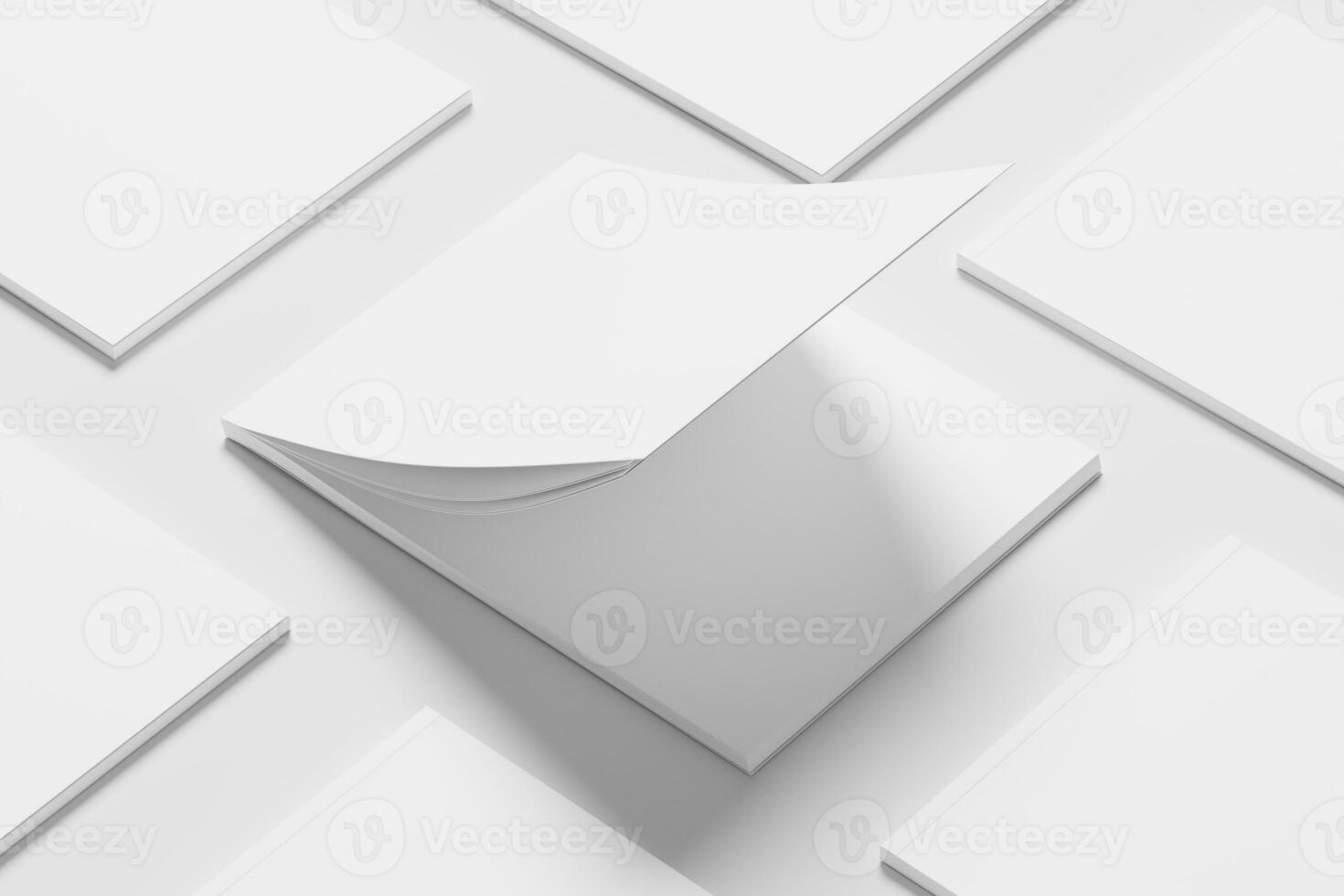 US Letter Landscape Magazine 3D Rendering White Blank Mockup photo