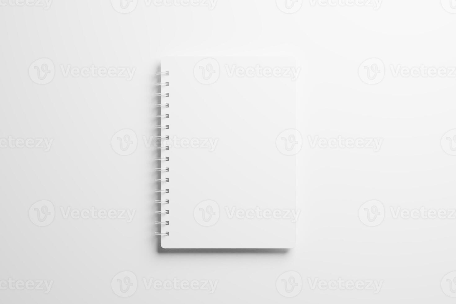 A4 A5 Rounded Corner Spiral Notebook 3D Rendering White Blank Mockup photo